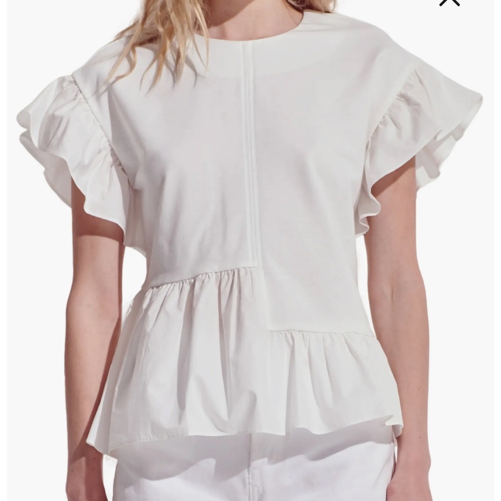 Flutter Sleeve Mixed‎ Media Peplum Top women’s size large sold at Nordstrom